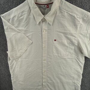 Quiksilver Button Up Shirt Short Sleeve Men Skate Surf White XL Polynosic Blend